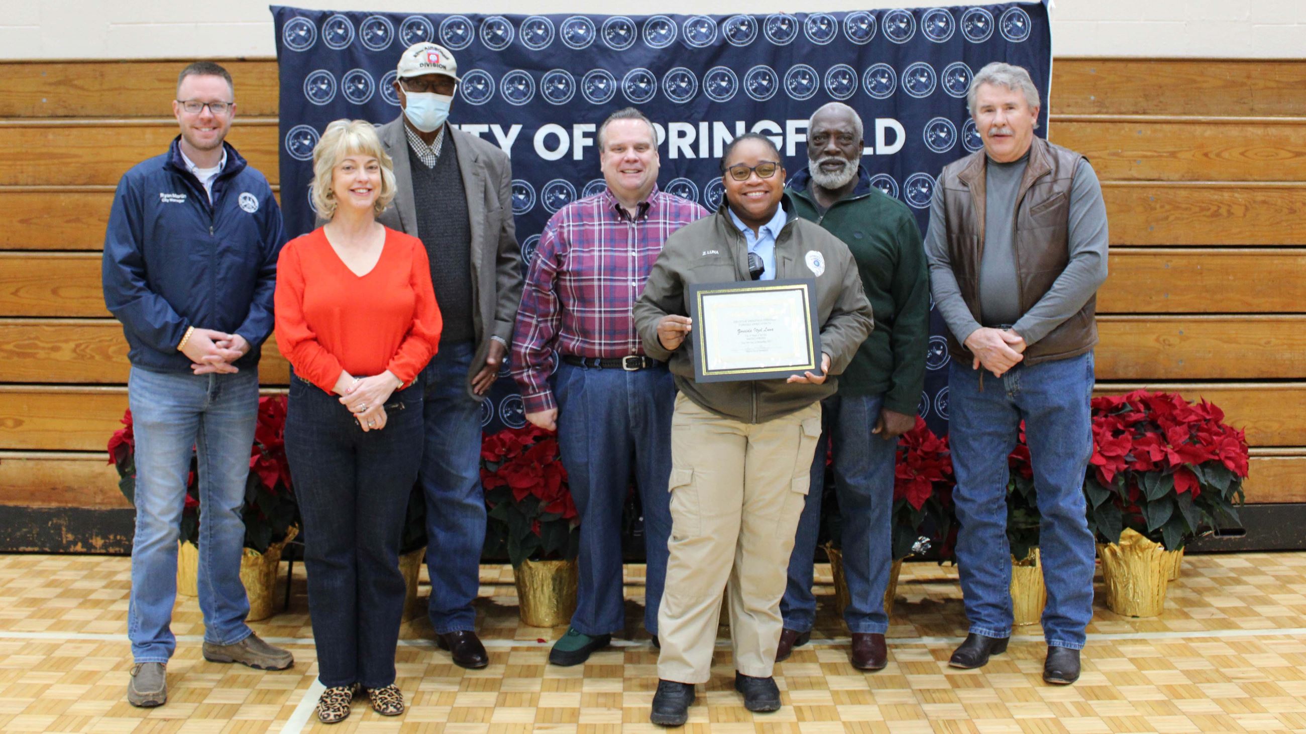 Employees gathered for employee appreciation and service awards