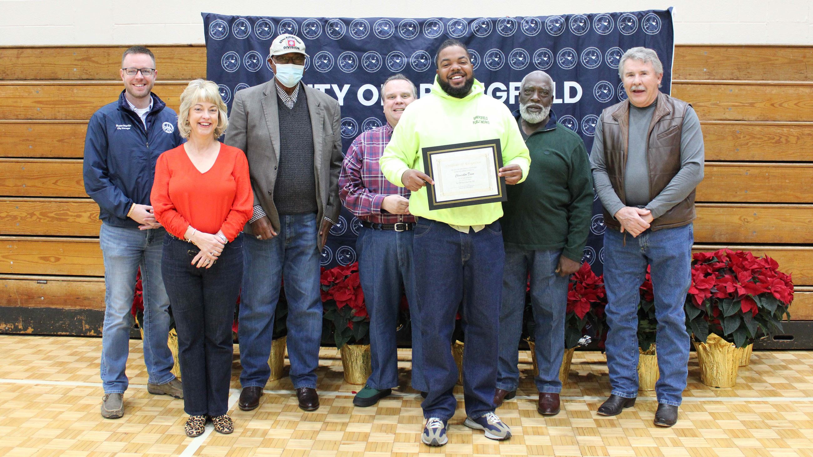 Employees gathered for employee appreciation and service awards