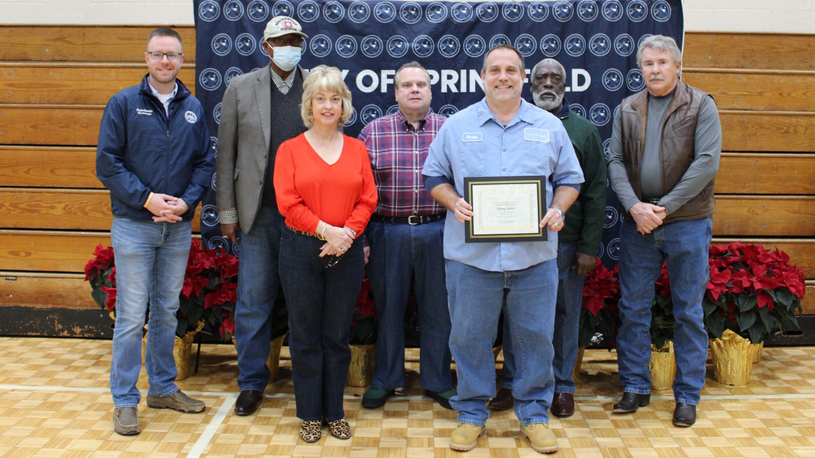 Employees gathered for employee appreciation and service awards